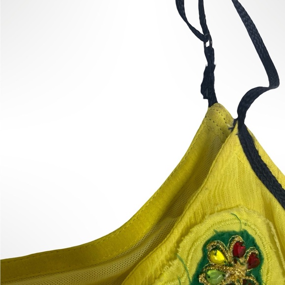 Free people Silk Vibrant Yellow Sundress with Floral embroidery - Picture 7 of 7